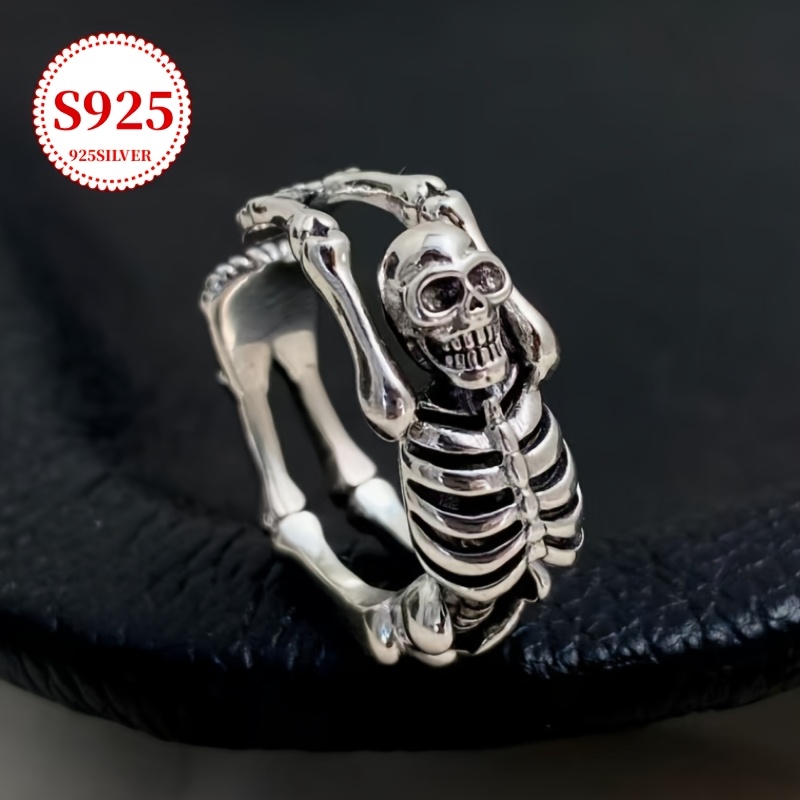 Vintage Distressed Skull Ring Hypoallergenic Women Gothic Punk Ring